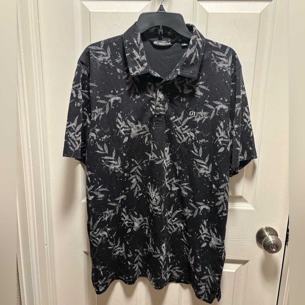 Travis Mathew | Gray White Patterned Polo Sz XL